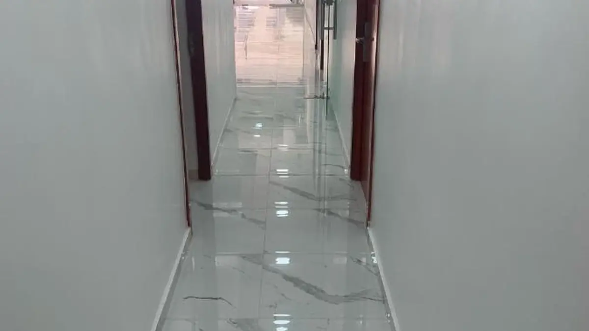 The corridor to the rooms at Hotel Conquistador
